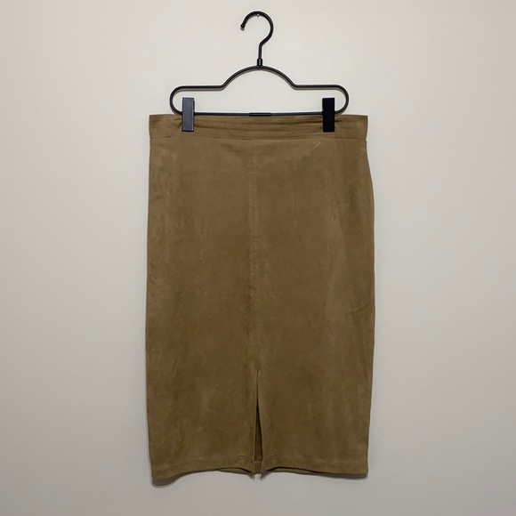 Jules & Leopold faux suede pencil skirt with slit - Picture 1 of 3